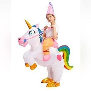 Puff Me Up Inflatable Costume (Child 7 - 10 Years Ride An Unicorn Pump Halloween